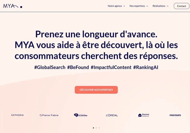 Page d’accueil du site de l’agence MYA