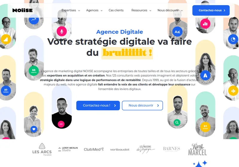 Page d’accueil du site de l’agence NOIISE