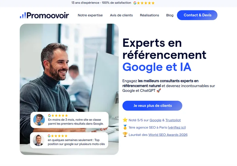 Page d’accueil du site de l’agence Promoovoir