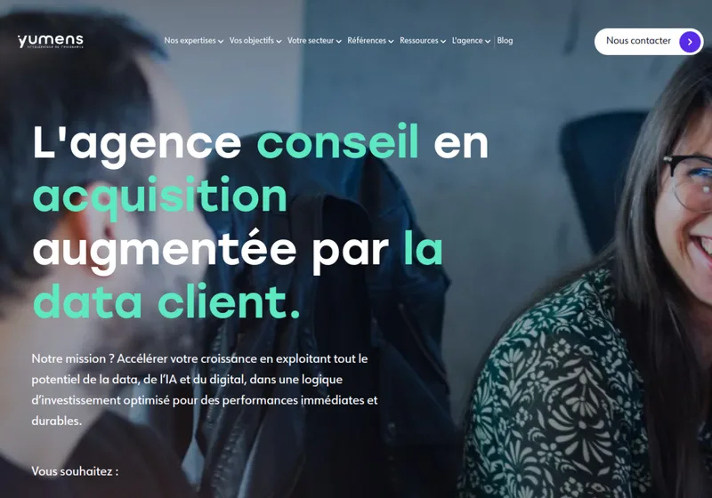 Page d’accueil du site de l’agence Yumens